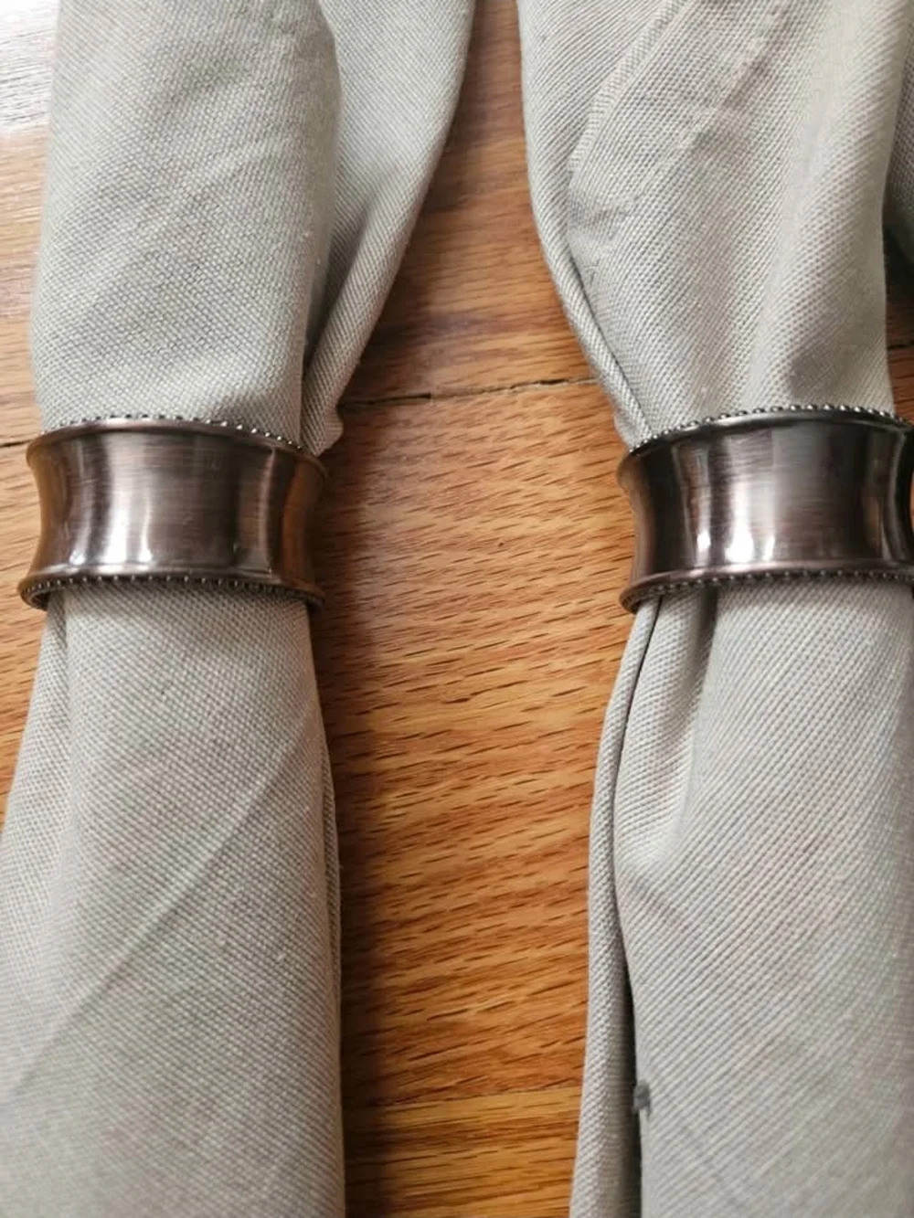 Threshold Beige Cloth Napkins With Bronze Napkin Rings